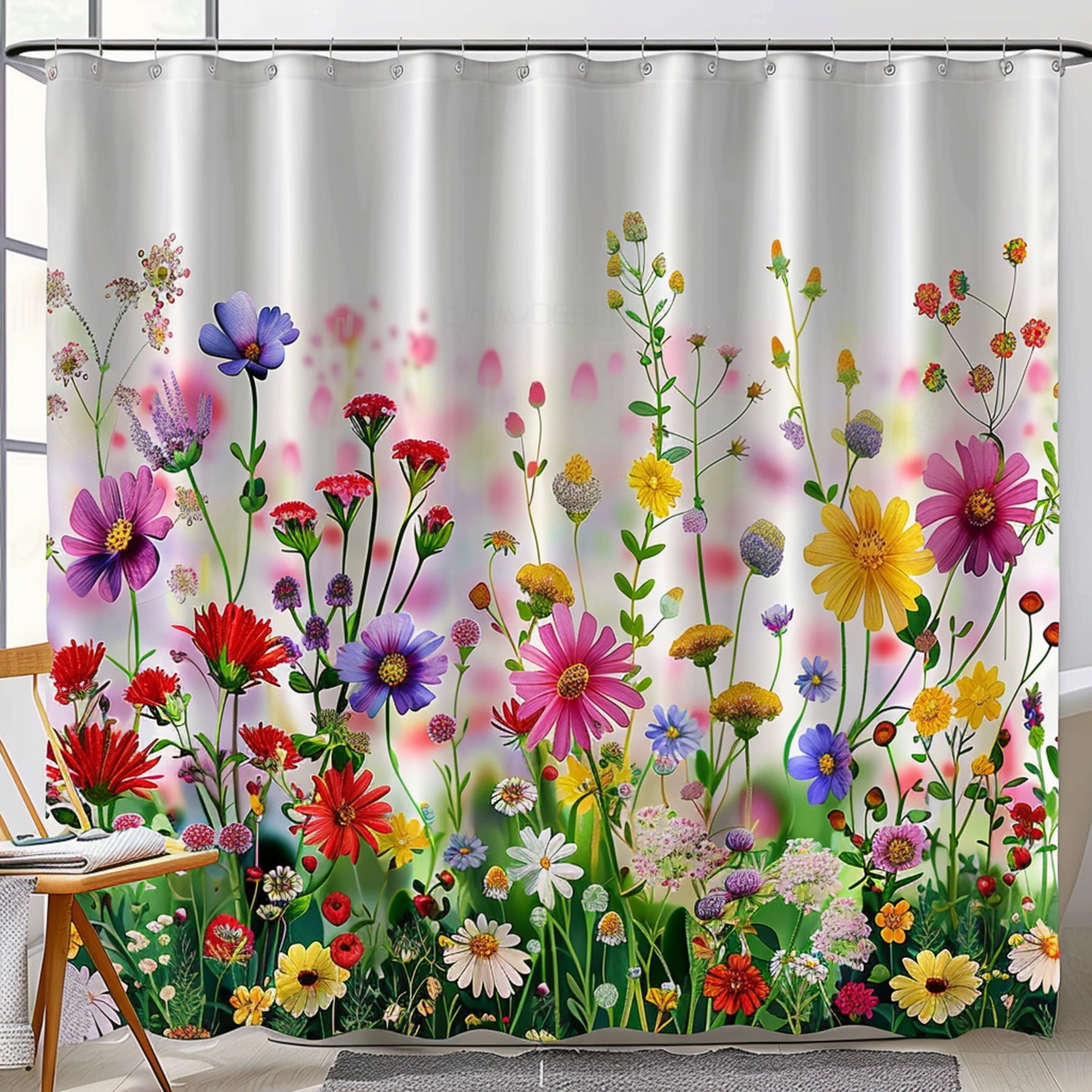 Wildflower Wonderland Shower Curtain Bright Floral Bathroom Decor ...