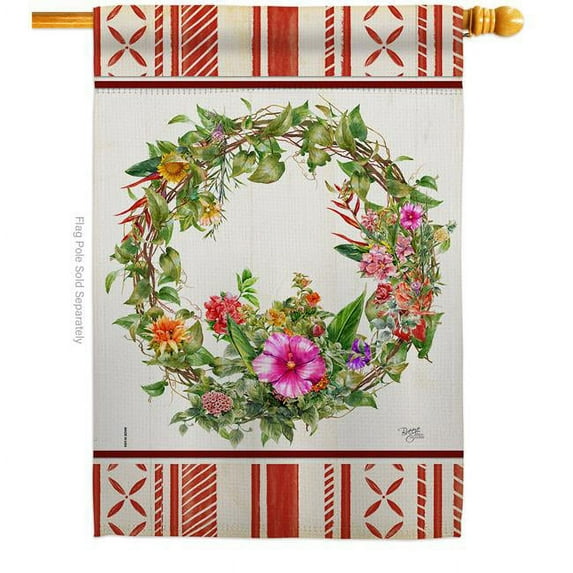 Wildflower Wreath Floral Double-Sided Garden Decorative House Flag, Multi Color