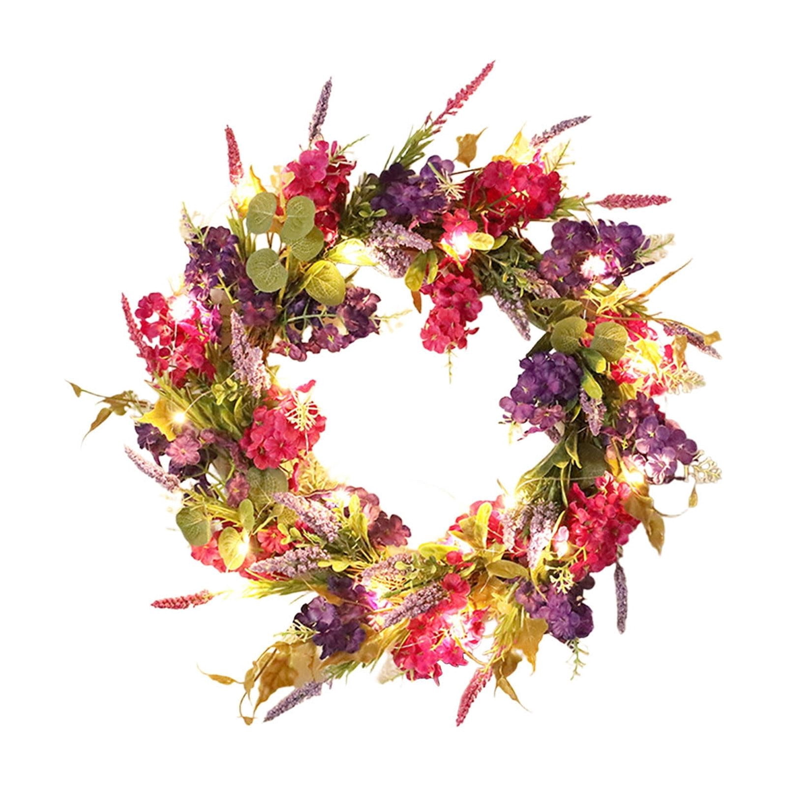 Wildflower Wreath for Front Door Spring Wreath with Artificial Green ...