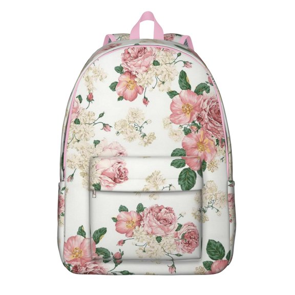 Wildflower and Butterfly Illustration Backpack – Vintage Botanical Print, Lightweight Canvas Bookbag with Comfortable Carrying for Women