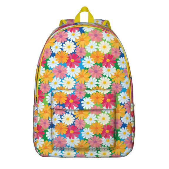 Wildflower and Butterfly Illustration Backpack – Vintage Botanical Print, Lightweight Canvas Bookbag with Comfortable Carrying for Women