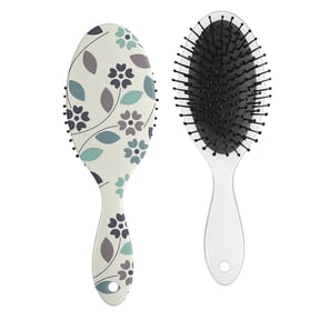 Wildflower and Butterfly Illustration Hair Brush, Vintage Floral Detangler with Botanical Garden Print