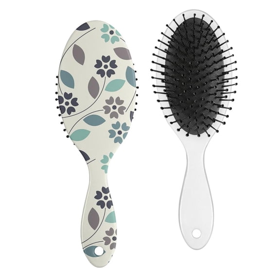 Wildflower and Butterfly Illustration Hair Brush, Vintage Floral Detangler with Botanical Garden Print