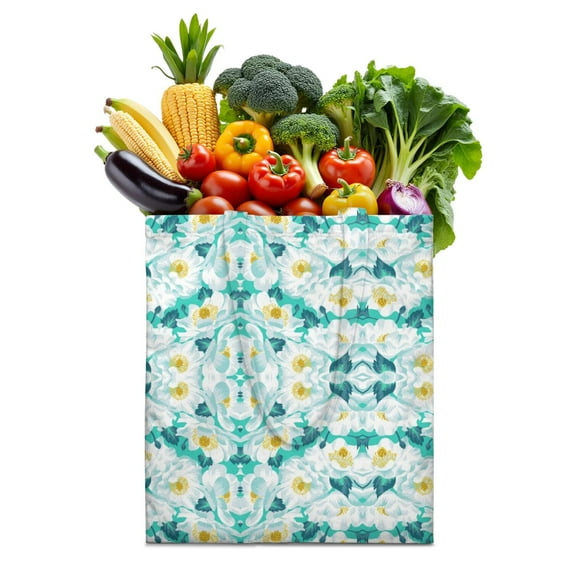 Wildflower and Butterfly Illustration Reusable Shopping Bag - Eco-Friendly & Durable Grocery Tote