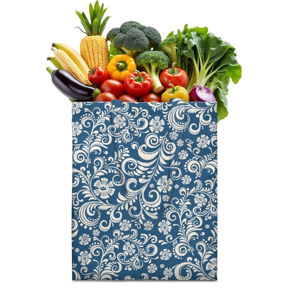 Wildflower and Butterfly Illustration Reusable Shopping Bag - Eco-Friendly & Durable Grocery Tote