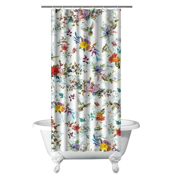 Wildflower and Butterfly Watercolor Shower Curtain – Vintage Floral Botanical Style, 36x72 Inches