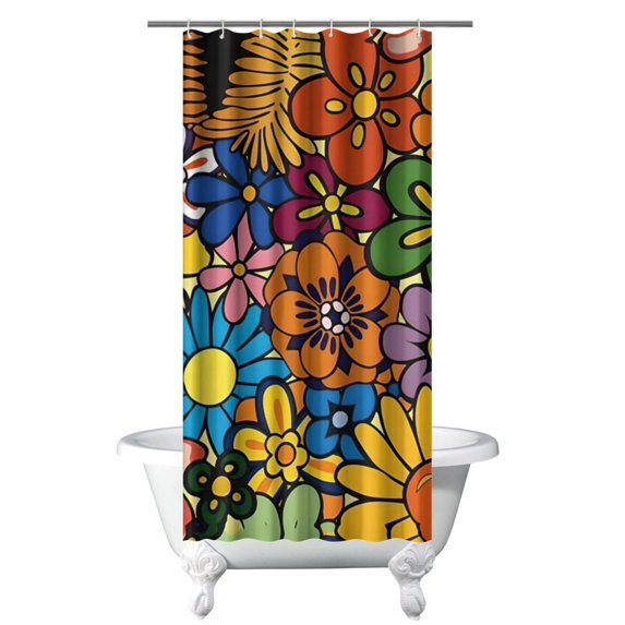 Wildflower and Tropical Floral Curtain – Watercolor Botanical Pattern for Summer-Style Bathroom Spaces