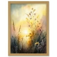 thumbnail image 1 of Wildflower by Lakeside on a Misty Morning Sunrise Modern Watercolour Painting Artwork Framed Wall Art Print A4, 1 of 4