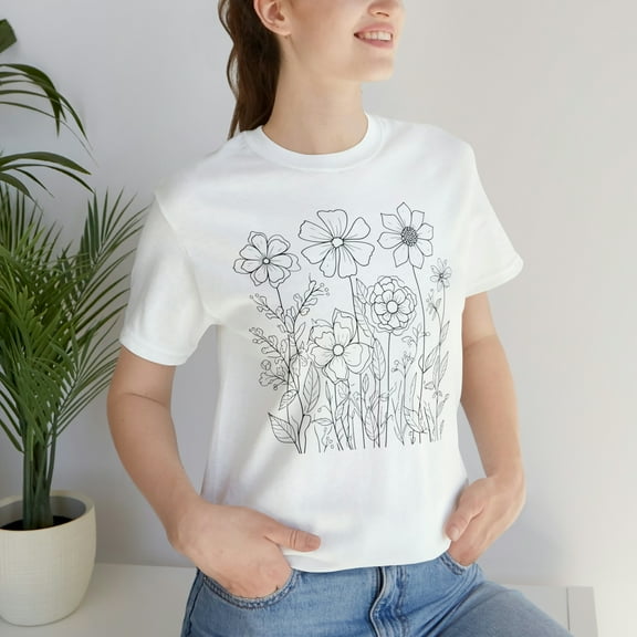 Wildflower t-shirt, simple flowers shirt, women's gift, Short Sleeve Tee