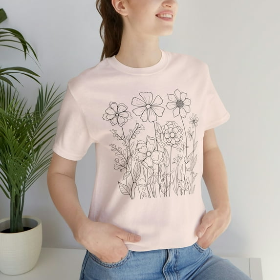 Wildflower t-shirt, simple flowers shirt, women's gift, Short Sleeve Tee