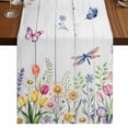 thumbnail image 1 of Wildflowers 108 Inch Table Runner, Spring Farmhouse Tulip Floral Leaf Wooden Grain Farmhouse Dresser Scarf Cotton & Linen Tablerunner for Dining/Kitchen Island/Holiday Party Décor 13" x 108", 1 of 9
