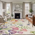 thumbnail image 1 of Wildflowers Area Rugs 6'x9', Washable Small Throw Rugs for Kitchen Dining room, Spring Vintage Tulip Butterfly Floral Leaf Indoor Outdoor Rug Non-Slip Low Pile Carpet Runner Reversible Floor Mats, 1 of 8