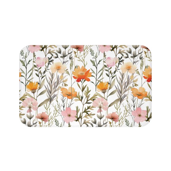 Wildflowers Bath Mat Floral Design Comfortable Easy to Clean Bath Rug