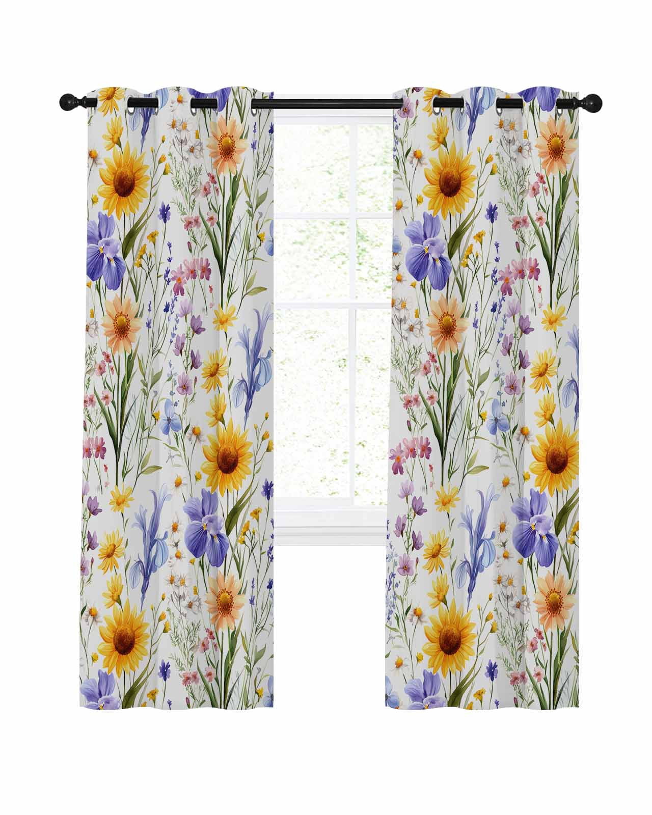 Wildflowers Blackout Curtains 84 Inch Length Spring Summer Thermal ...