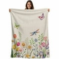 thumbnail image 1 of Wildflowers Blanket Soft Cozy Warm Throw Blanket for Couch, Plush Fuzzy Flannel Fleece Blankets for Sofa, Spring Vintage Tulip Butterfly Floral Leaf Bed Blankets Lightweight Gifts for Women, 40"x60", 1 of 9