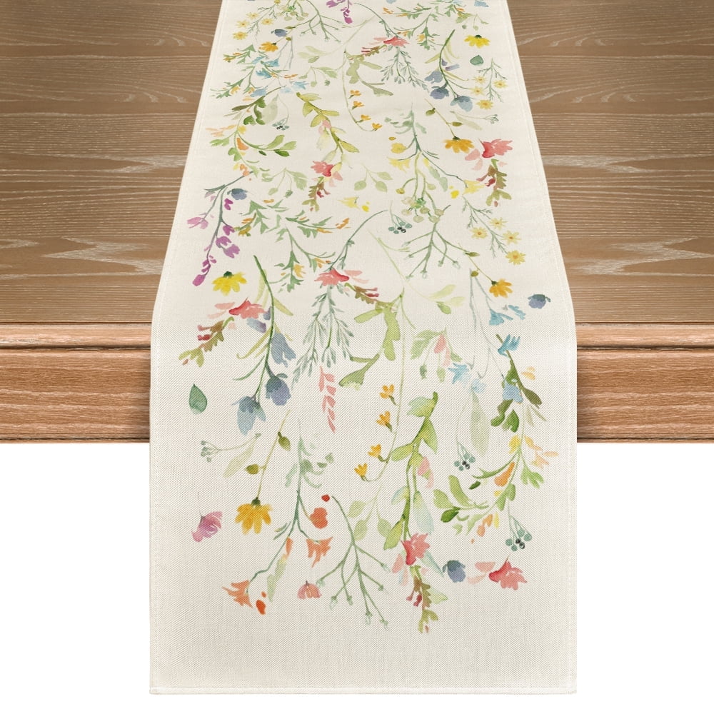 Sm:)e Wildflowers Bloom Flowers Spring Table Runner, Floral Kitchen Dining Table Decoration for Home Party Decor 13x72 Inch - Walmart.com