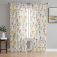 thumbnail image 1 of Wildflowers Blossom Sheer Curtains 63 Inch Length 2 Panels Set, Spring Pastoral Botanical Flowers Beige Voile Window Treatment Curtains Sheers Drapes for Bedroom/Living Room/Kitchen 52x"63"x2, 1 of 7