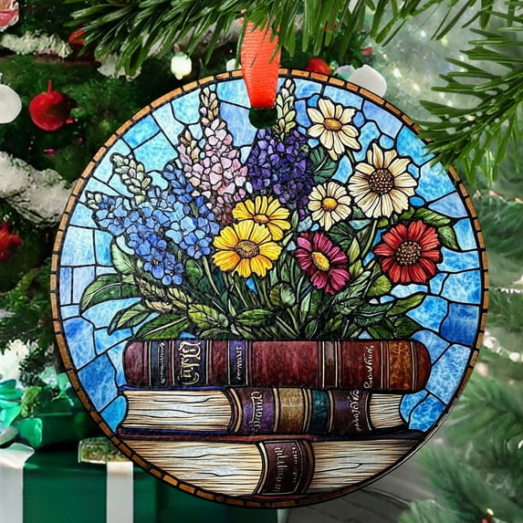 Wildflowers Book Vintage Suncatcher, Window Ornament Style, Window Hanging, Bookish Gift, Book Lover Gift, Housewarming Gift, 2025, Holiday Decoration, 2025, Seasonal Holiday