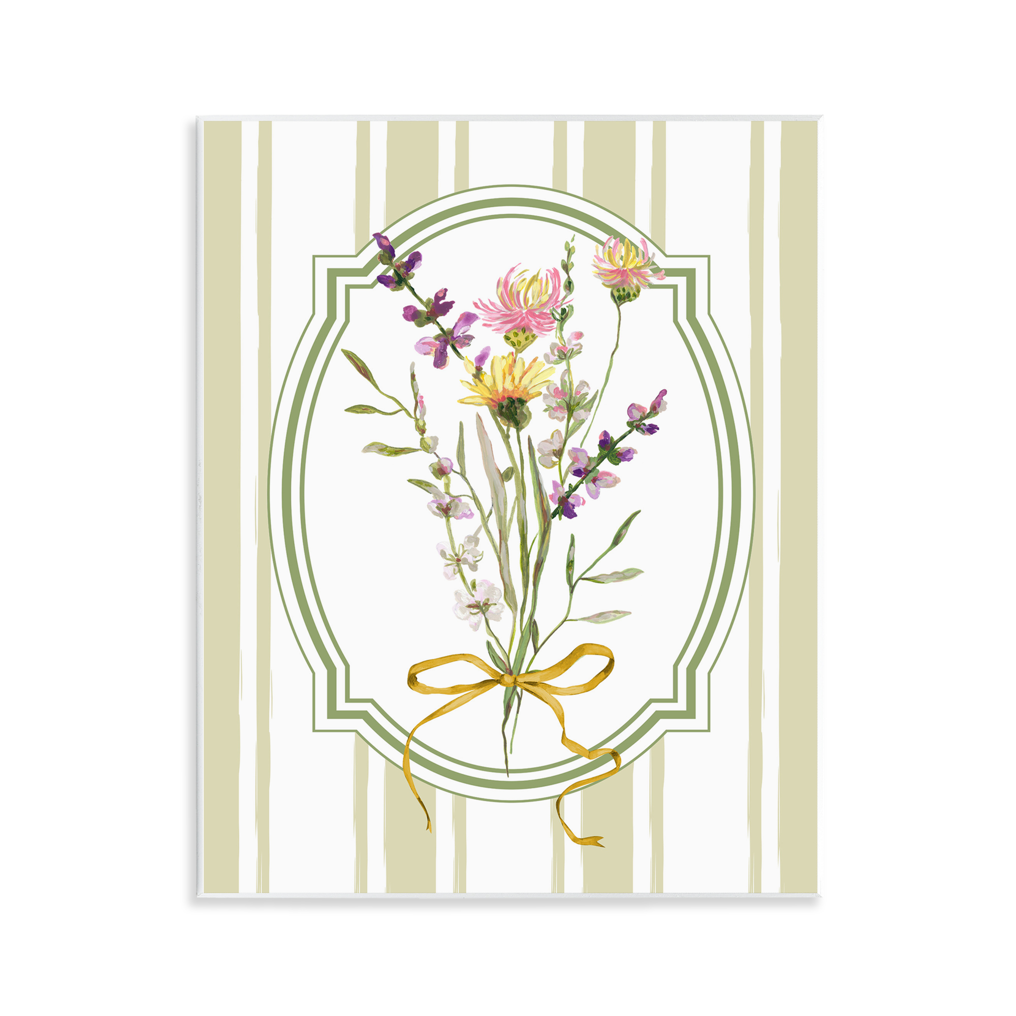 Wildflowers Bouquet Classic Stripes Wall Plaque Art, design by Adonna Ebrahimi