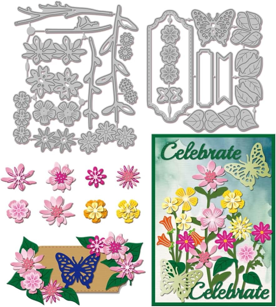 Wildflowers Butterflies Cutting Dies for DIY Scrapbooking Metal Flowers ...