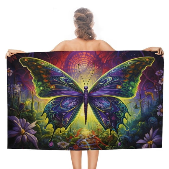 Wildflowers Butterfly Beach Towel Microfiber Beach Towels Sand Free Quick Dry Lightweight Travel Towels