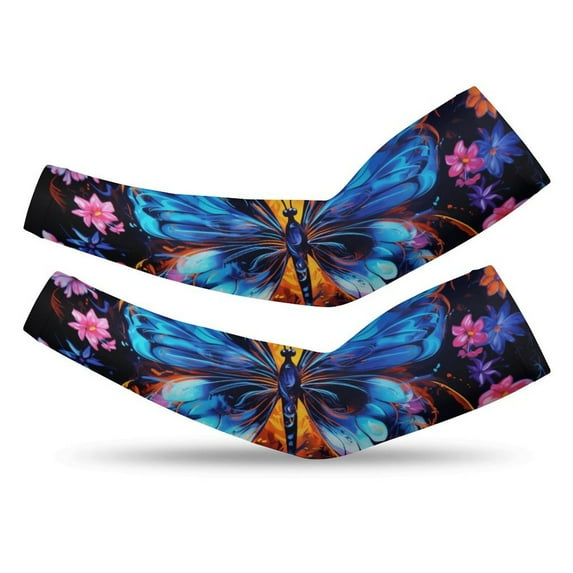 Wildflowers Butterfly Cooling Arm Sleeves For Men & Women Sunscreen Arm Cover For Gardening Outdoors