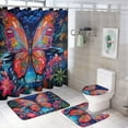 thumbnail image 1 of Wildflowers Butterfly Shower Curtain Sets with Rugs 4 Piece Rustic, 1 of 8