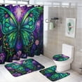 thumbnail image 1 of Wildflowers Butterfly Shower Curtain Sets with Rugs 4 Piece Rustic, 1 of 8
