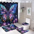 thumbnail image 1 of Wildflowers Butterfly Shower Curtain Sets with Rugs 4 Piece Rustic, 1 of 8