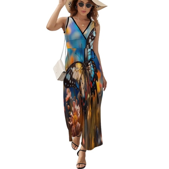 Wildflowers Butterfly Sleeveless Dress Woman Fashion Long Dresses Women's Summer Suit Dress 2025