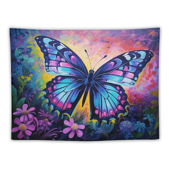 Wildflowers Butterfly Tapestry Hanging Bedroom Living Room Dorm Wall Blankets Home Decor Fabric