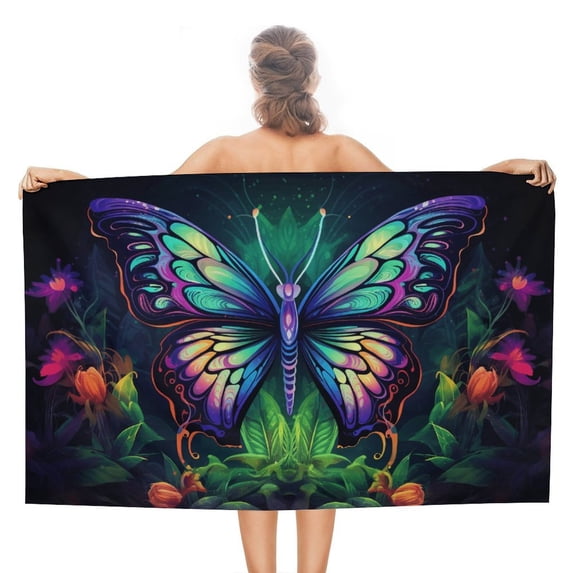 Wildflowers Butterfly Ultra Fine Fiber Beach Towels for Travel And Quick Drying Absorbent Towels for Swimming