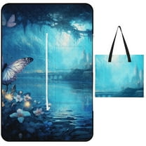 Wildflowers Butterfly Waterproof Picnic Blanket with Foldable Zipper, Suitable for Outdoor Use, Suitable for Travel, Camping, Beaches, Parks, Grasslands, Picnic Blanket Accessories