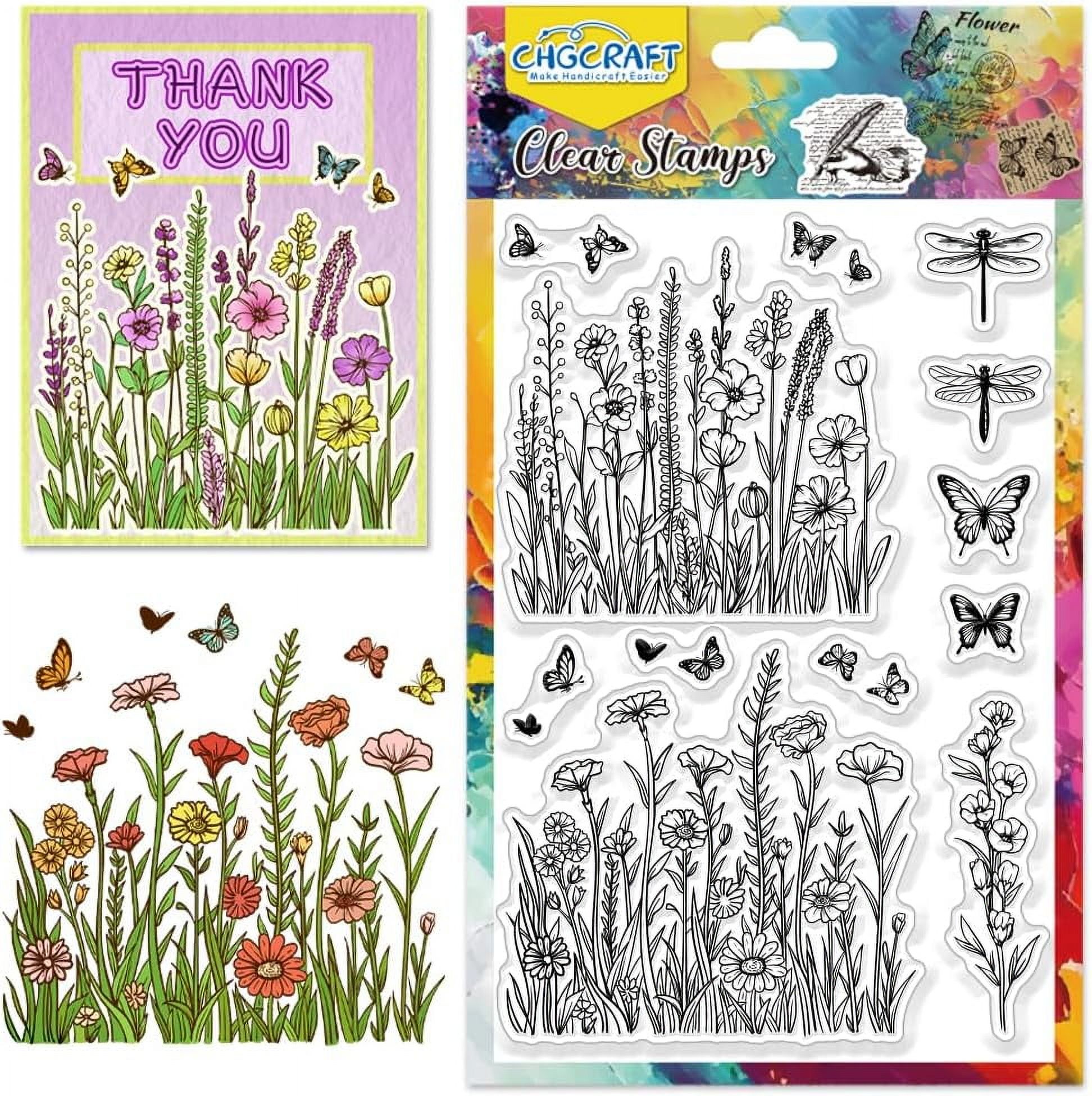 Wildflowers Clear Stamps Insects Butterfly Dragonfly Stamps Spring ...