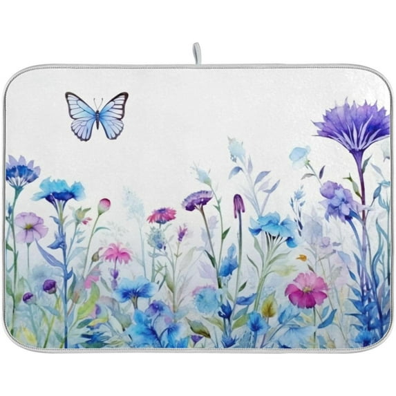Wildflowers Dish Drying Mat, Absorbent Microfiber Pad Protector For Kitchen Counter Top Mat Dish Drainboard 18x24in Home Decor