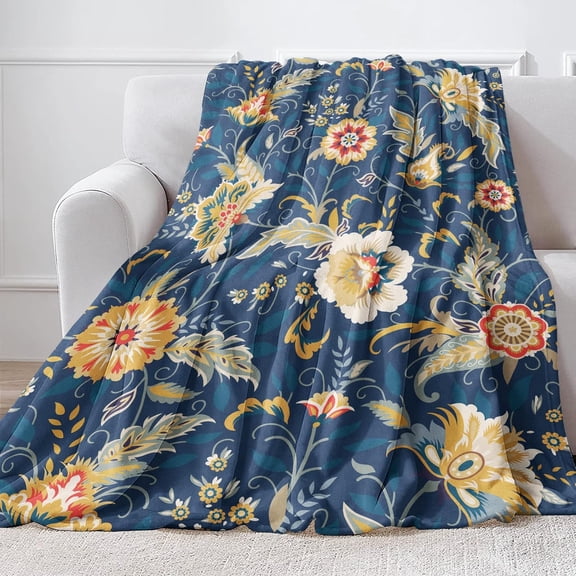 Wildflowers Floral Blanket,Flower Pattern Throw Blanket Soft Warm Cozy Blanket Plush Throws \u200bBlankets Gifts for Home Couch Bed Sofa Decor 50"X60"