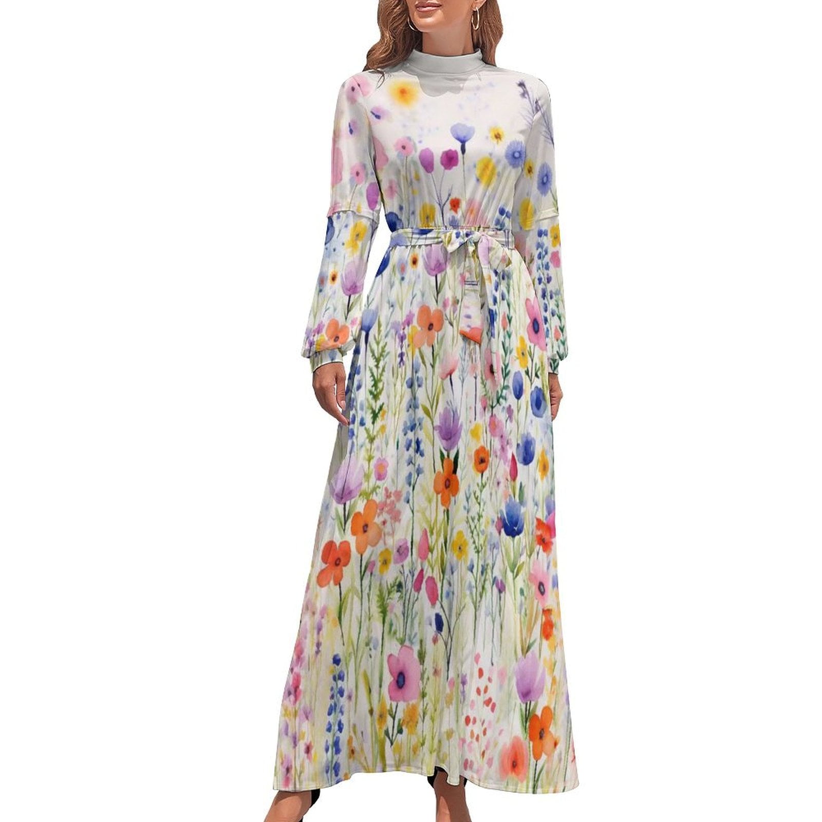 Summer Flowers Soft Hues Long Dress