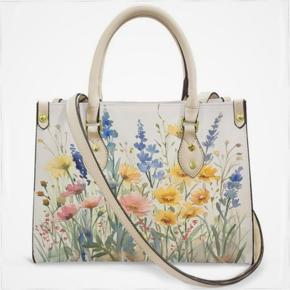 Wildflowers Floral Cross Body Bags For Women Small Leather Female Handbags Fashion Top-Handle Totes