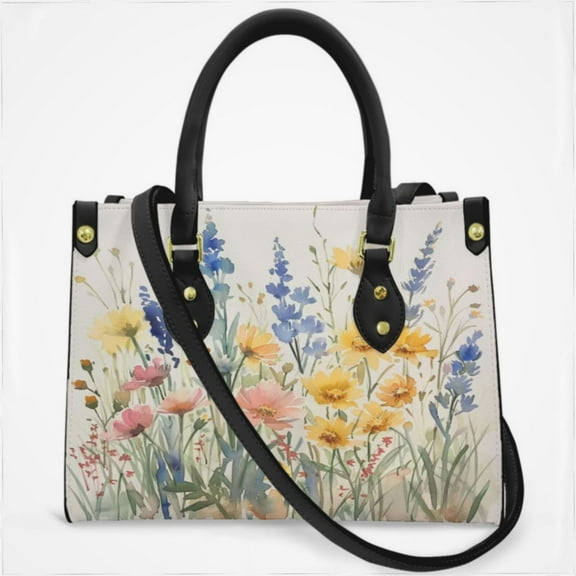 Wildflowers Floral Cross Body Bags For Women Small Leather Female Handbags Fashion Top-Handle Totes
