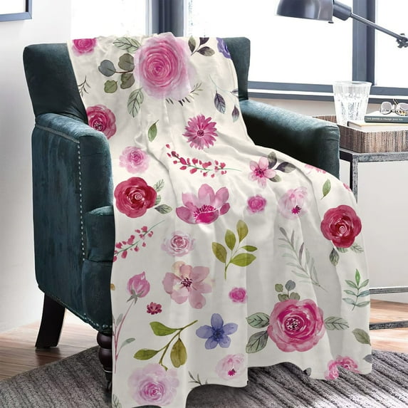 Wildflowers Floral Throw Blanket, Lightweight Cozy Soft Flannel Throw Blanket for Kids Adults, Baby Blanket for Boys and Girls, Flower Gifts Blanket for Women, Colorful Printed Blanket(60"x80")