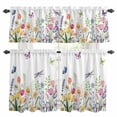 thumbnail image 1 of Wildflowers Kitchen Curtains Sets for Windows 24 Inch Length, Spring Country Tulip Butterfly Floral Leaf Rod Pocket Window Treatments Tier Curtains and Valances Set for Bedroom/Bathroom, 1 of 8