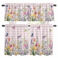 thumbnail image 1 of Wildflowers Kitchen Curtains Sets for Windows 36 Inch Length, Spring Watercolor Tulip Floral Leaf Pink Plaid Rod Pocket Window Treatments Tier Curtains and Valances Set for Bedroom/Bathroom, 1 of 8