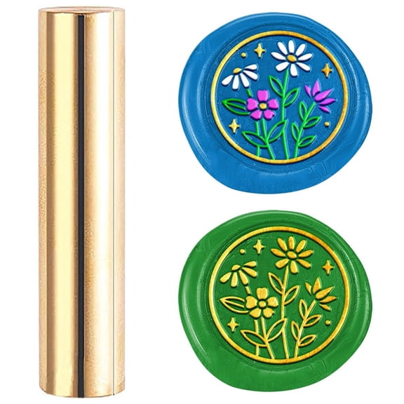 Wildflowers Mini Brass Stamp Gun Wax Seal Vintage 15mm Flower Sealing Stamps for Wedding Invitations Envelopes Christmas Wine Packing Wedding Greeting Cards Embellishment Gift Bottle Decor