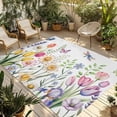 thumbnail image 1 of Wildflowers Outdoor Rug for Patio/Deck/Porch, Non-Slip Large Area Rug 5 x 7 Ft, Spring Country Tulip Butterfly Floral Leaf Indoor Outdoor Rugs Washable Area Rugs, Reversible Camping Rug Carpet Runner, 1 of 8