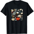 thumbnail image 1 of Wildflowers Pattern Illustration Black Background Graphic T-Shirt, 1 of 5