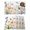 thumbnail image 1 of Wildflowers Placemats Set of 4, Spring Country Tulip Butterfly Floral Leaf Placemats for Dining Table, Place Mats for Kitchen Tabletop, Waterproof Wipeable Dining Table Mats Set, 1 of 9