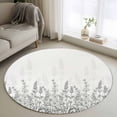 thumbnail image 1 of Wildflowers Round Area Rug 4Ft Washable Circle Rugs for Bedroom Dining Room, Spring Country Black Grey Floral Leaf Plant Non-Slip Carpet Floor Mats Indoor Outdoor Carpet Runner Aesthetic Home Decor, 1 of 8