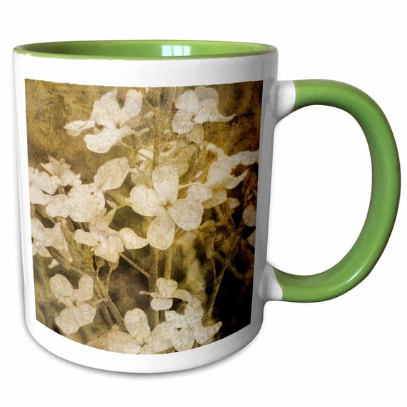 3drose, Wildflowers Sepia Grunge, 15oz Two-tone Green Mug