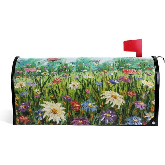 Wildflowers Spring Magnetic Mailbox Cover Oversized for Garden Yard Outdoor Decorations-25.5" x20.8