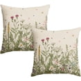 thumbnail image 1 of Wildflowers Spring Throw Pillow Cover Set of 2, 18 x 18 Inch Flower Cushion Case Decoration for Sofa Couch, 1 of 6